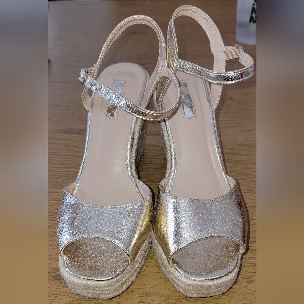 Champagne Strap Wedges